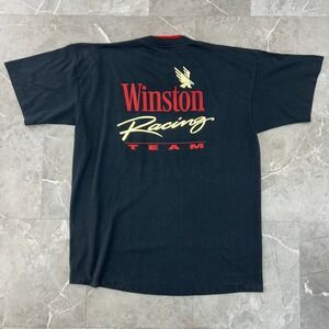 Vintage Winston Racing Team Graphic Tee Mens XL Nascar Cigarettes Short Sleeve